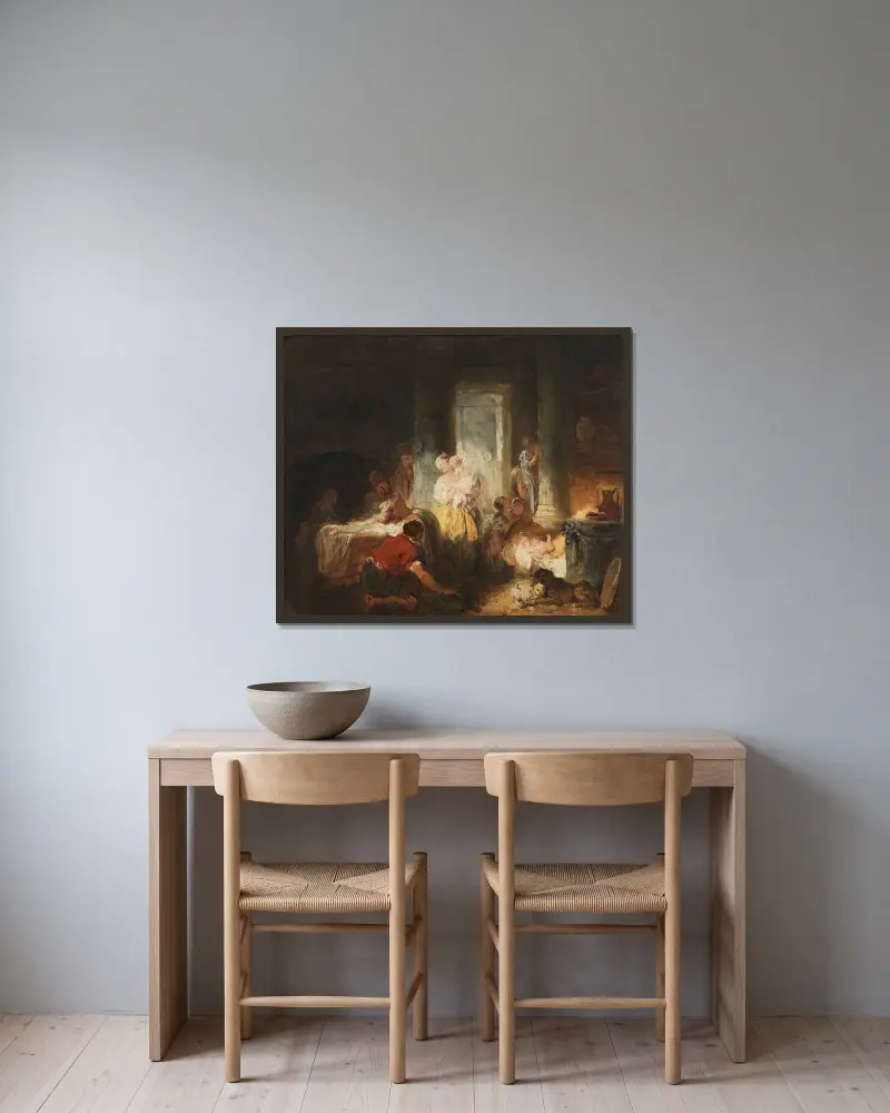 Římský interiér, Jean-Honoré Fragonard v rámu na stěně
