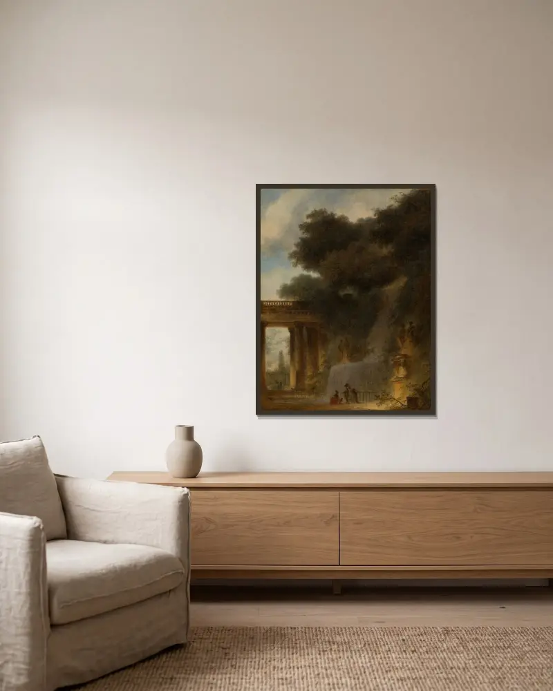 Kaskada, Jean-Honoré Fragonard w ramie na ścianie