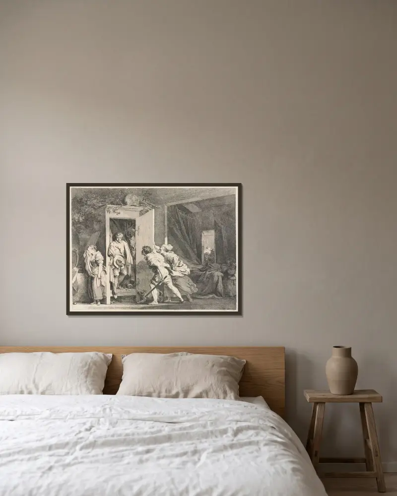 Skříň, Jean-Honoré Fragonard v rámu na stěně