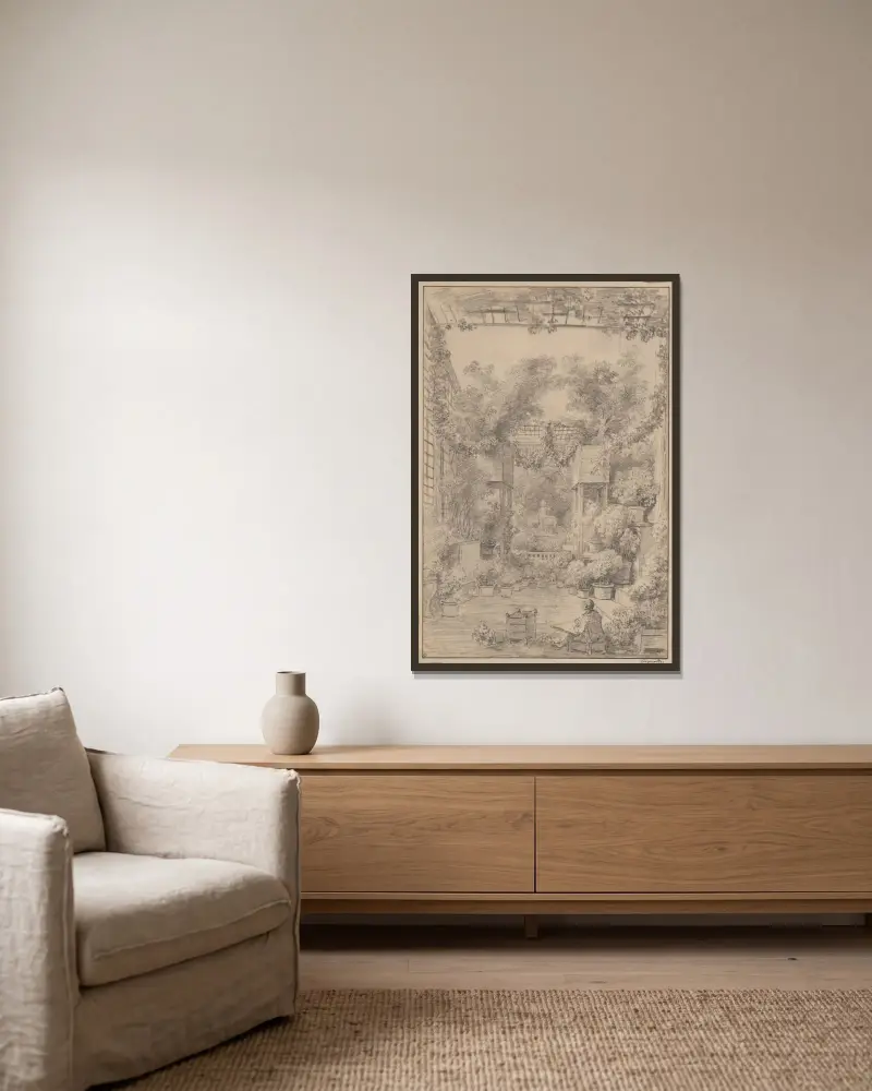 Der Zeichner von Jean-Honoré Fragonard gerahmt an einer Wand