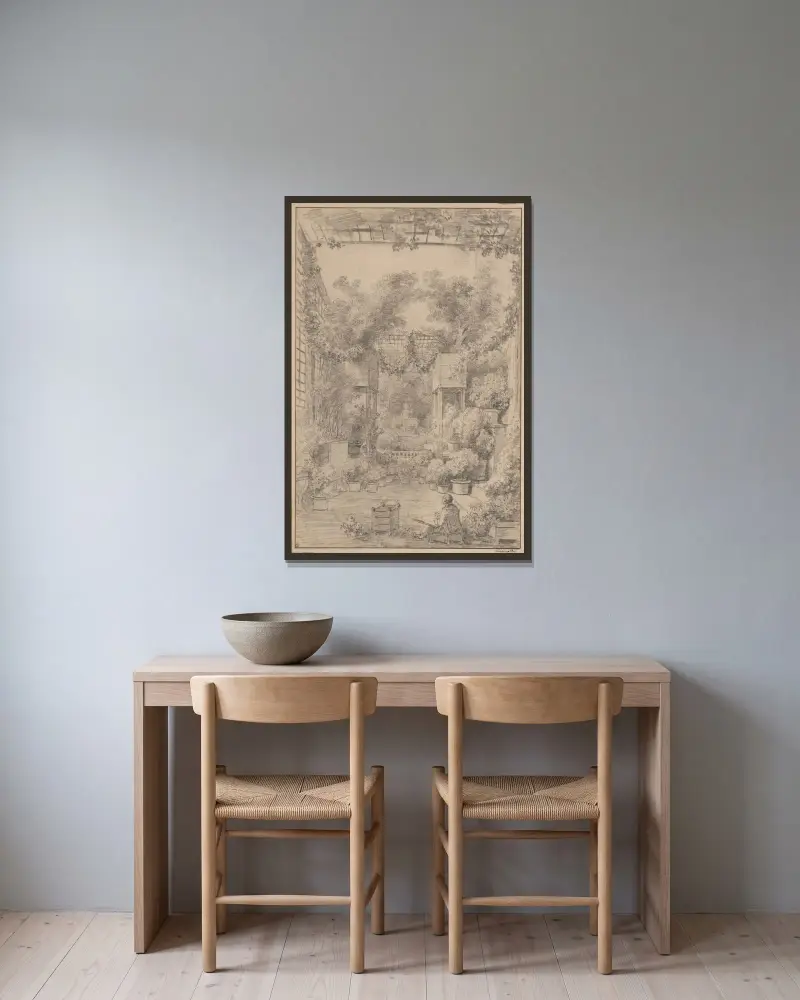 Der Zeichner von Jean-Honoré Fragonard gerahmt an einer Wand