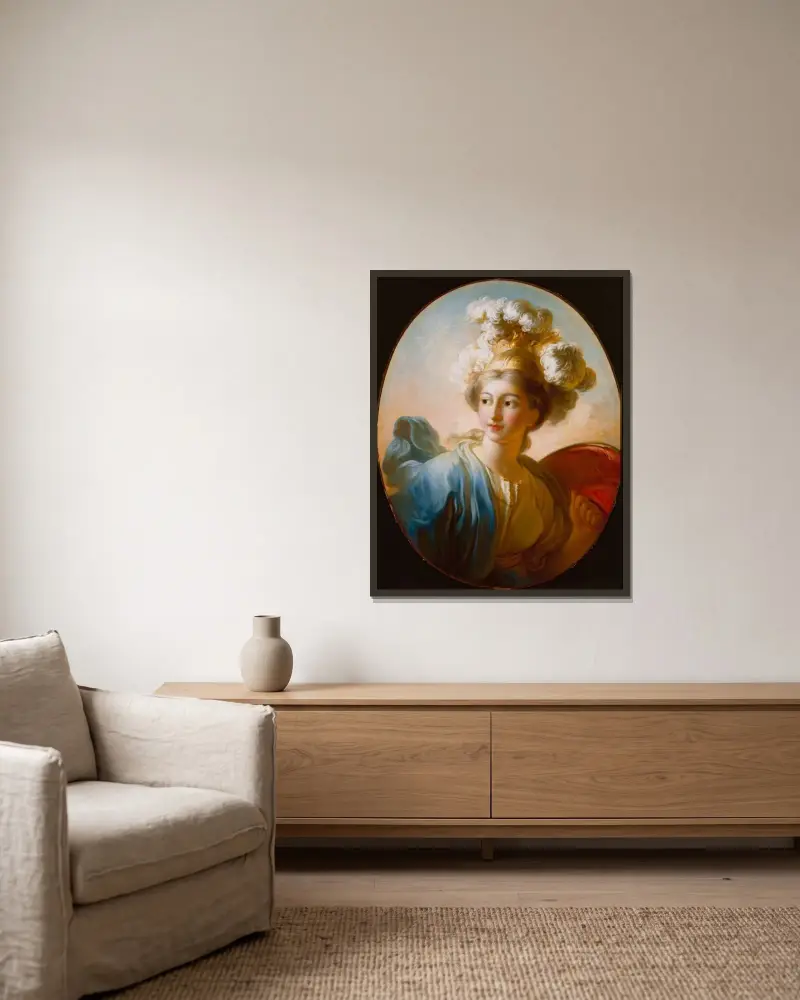Die Göttin Minerva von Jean-Honoré Fragonard gerahmt an einer Wand