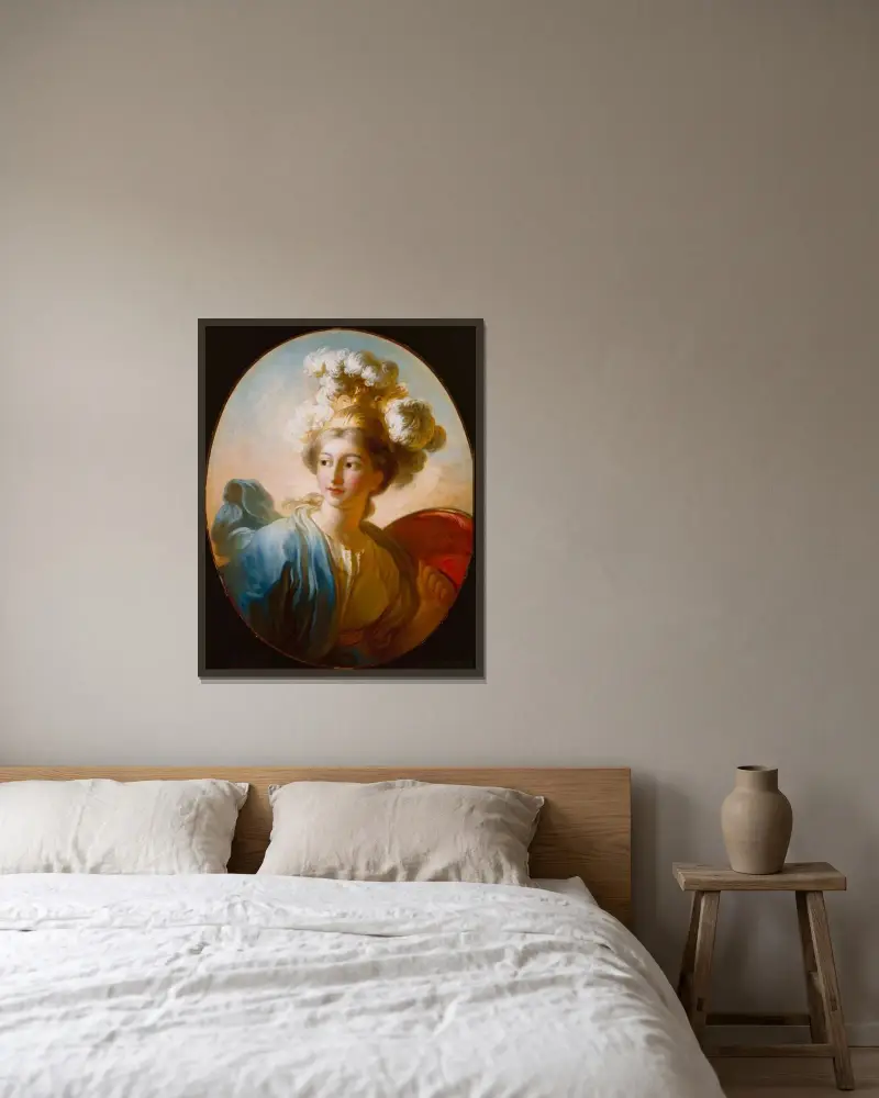 Die Göttin Minerva von Jean-Honoré Fragonard gerahmt an einer Wand