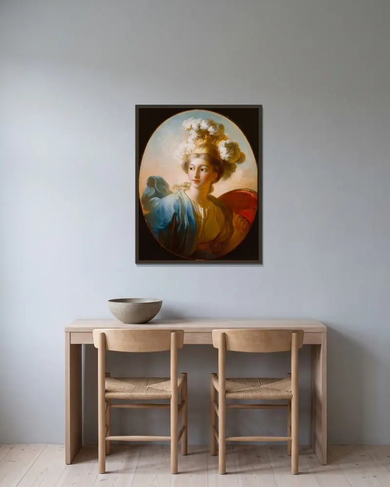 Die Göttin Minerva von Jean-Honoré Fragonard gerahmt an einer Wand