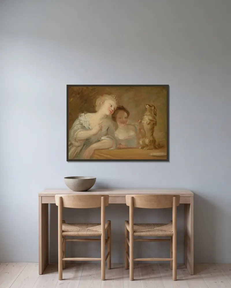 Představení, Jean-Honoré Fragonard v rámu na stěně