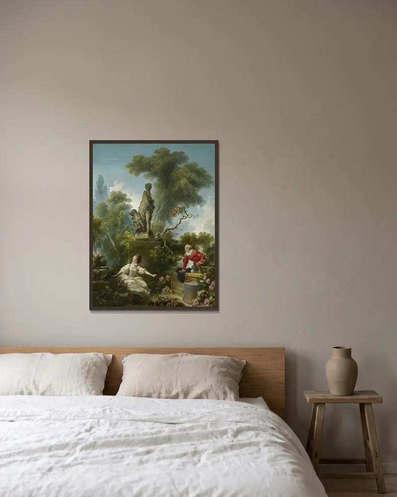 The Progress of Love; The Meeting av Jean-Honoré Fragonard inramad på en vägg