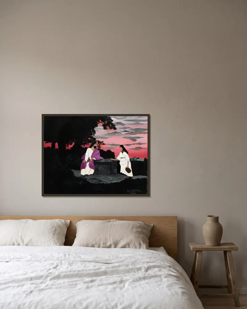 Christ and the Woman of Samaria av Horace Pippin inramad på en vägg