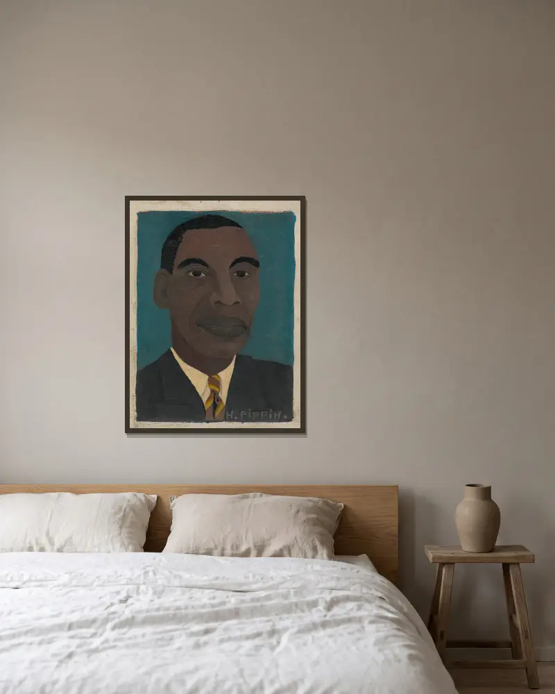 Selbstbildnis II von Horace Pippin gerahmt an einer Wand