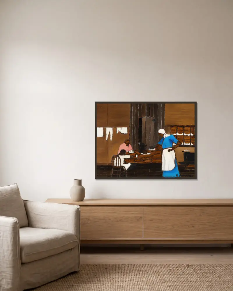 Abendessen von Horace Pippin gerahmt an einer Wand