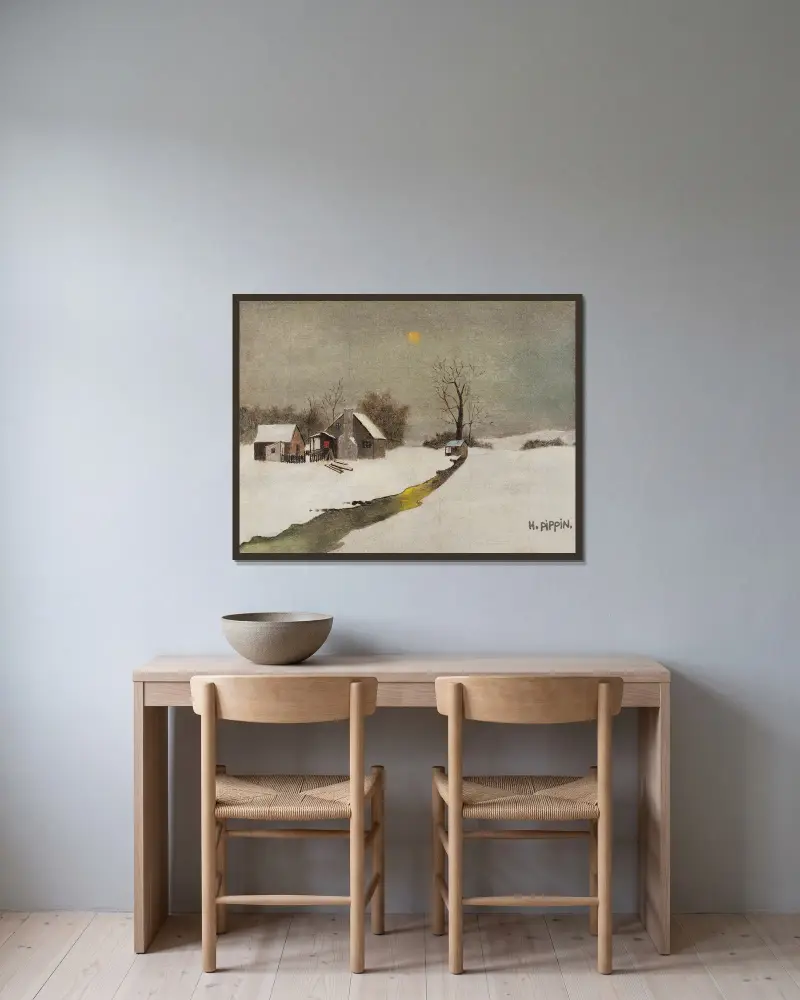 Winterlandschaft von Horace Pippin gerahmt an einer Wand