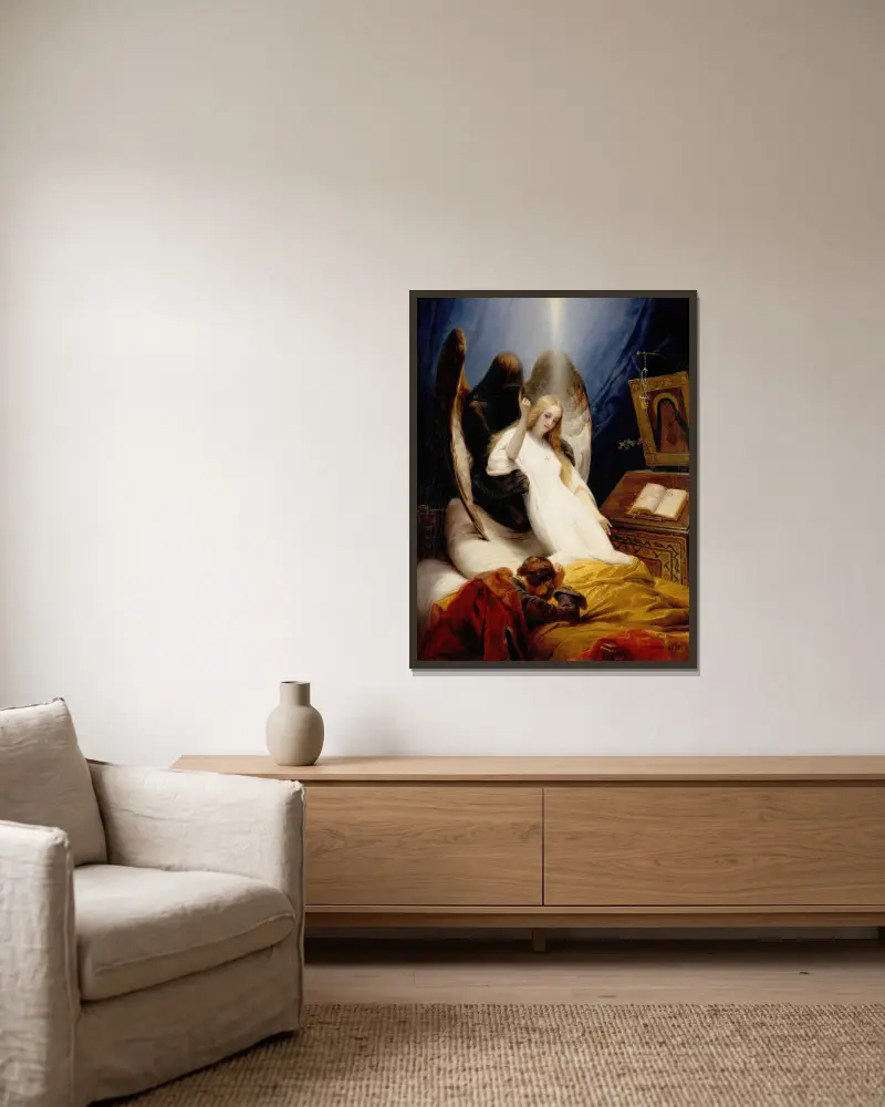 Angel of the Death av Horace Vernet inramad på en vägg