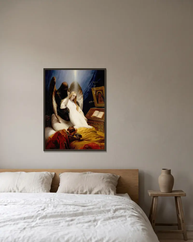 Angel of the Death av Horace Vernet inramad på en vägg