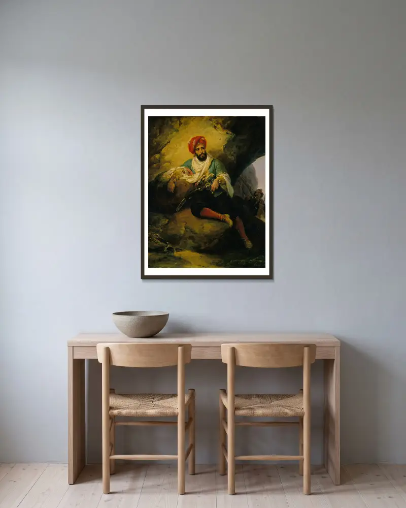 Conrad the Corsair av Horace Vernet inramad på en vägg