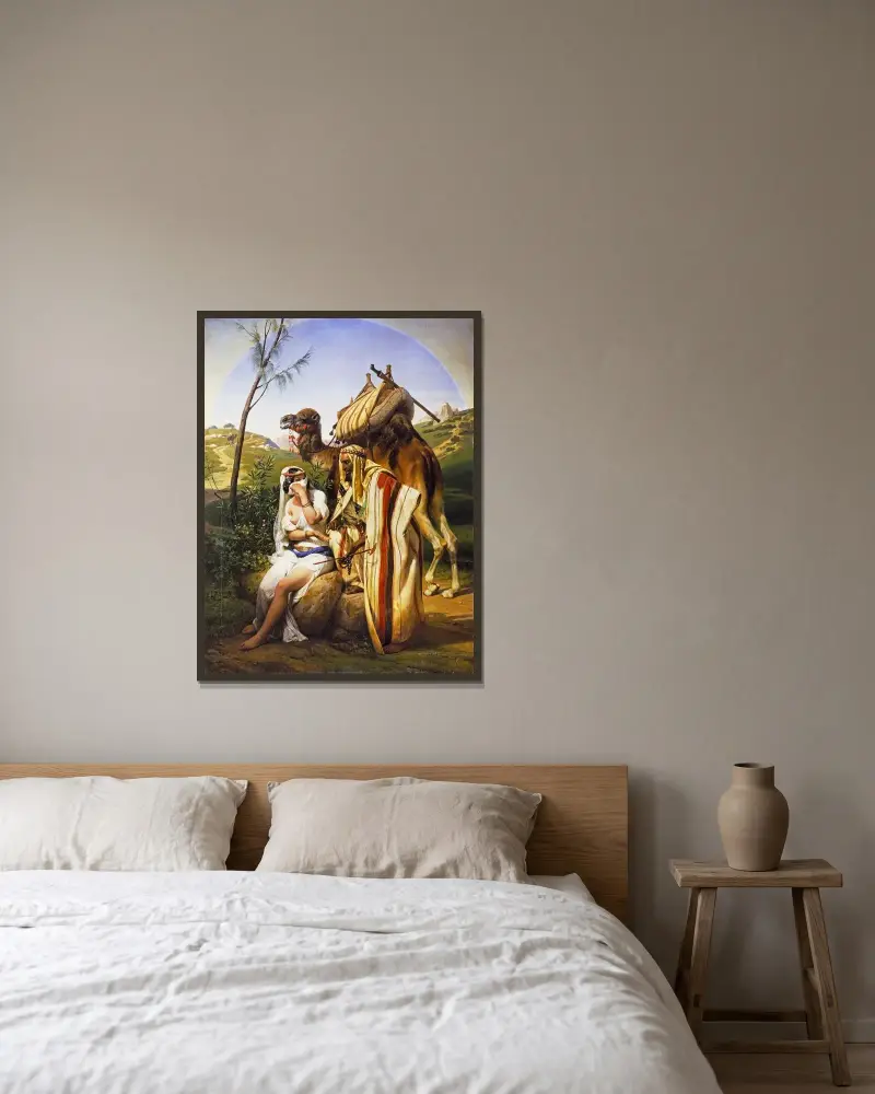 Juda och Tamar av Horace Vernet inramad på en vägg