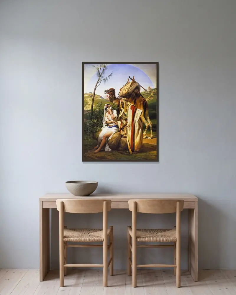 Juda och Tamar av Horace Vernet inramad på en vägg