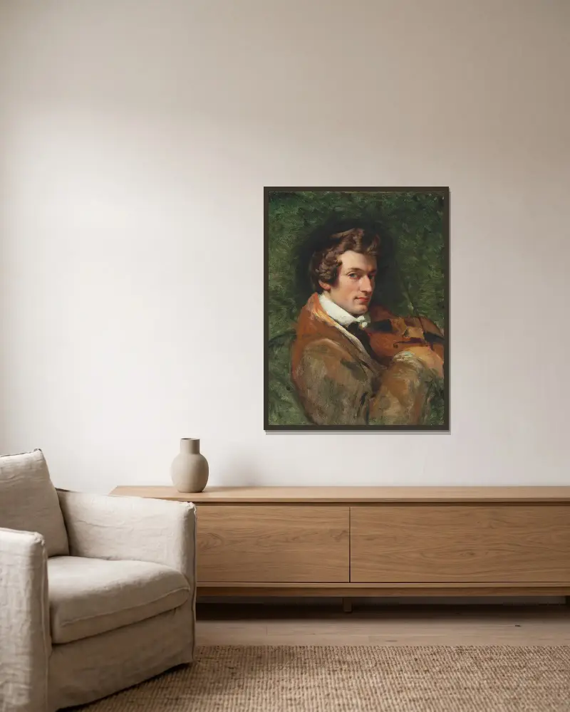 Porträt von Charles Auguste de Bériot von Horace Vernet gerahmt an einer Wand