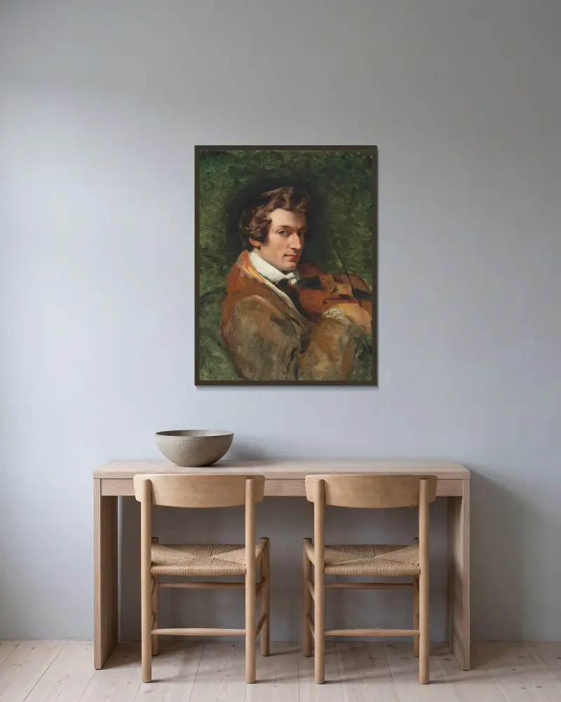 Porträt von Charles Auguste de Bériot von Horace Vernet gerahmt an einer Wand
