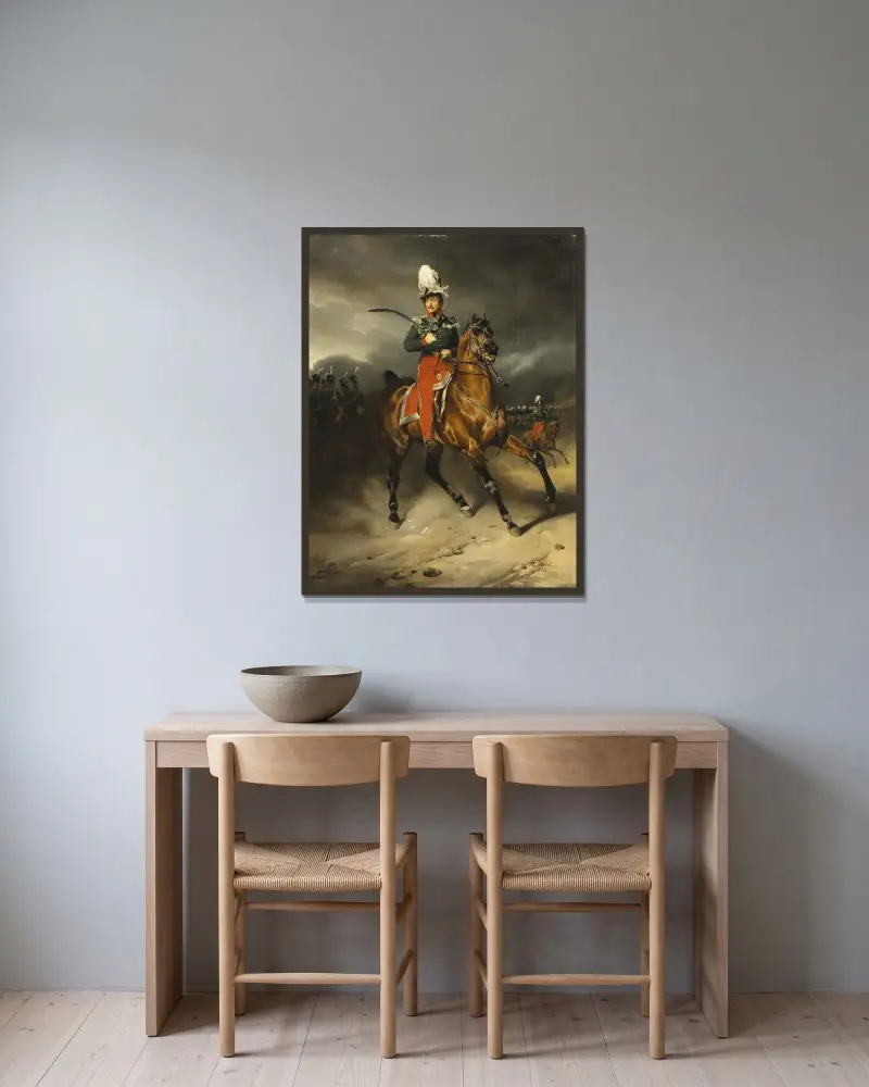 Portret Jeana-Georgesa Schicklera, dowódcy szwadronu kantonu bazylejskiego, Horace Vernet w ramie na ścianie
