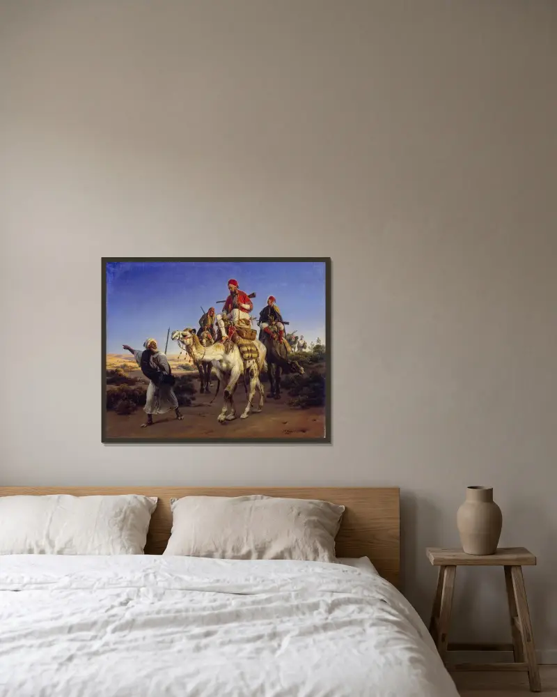 Artysta i jego towarzysze w podróży przez pustynię, Horace Vernet w ramie na ścianie