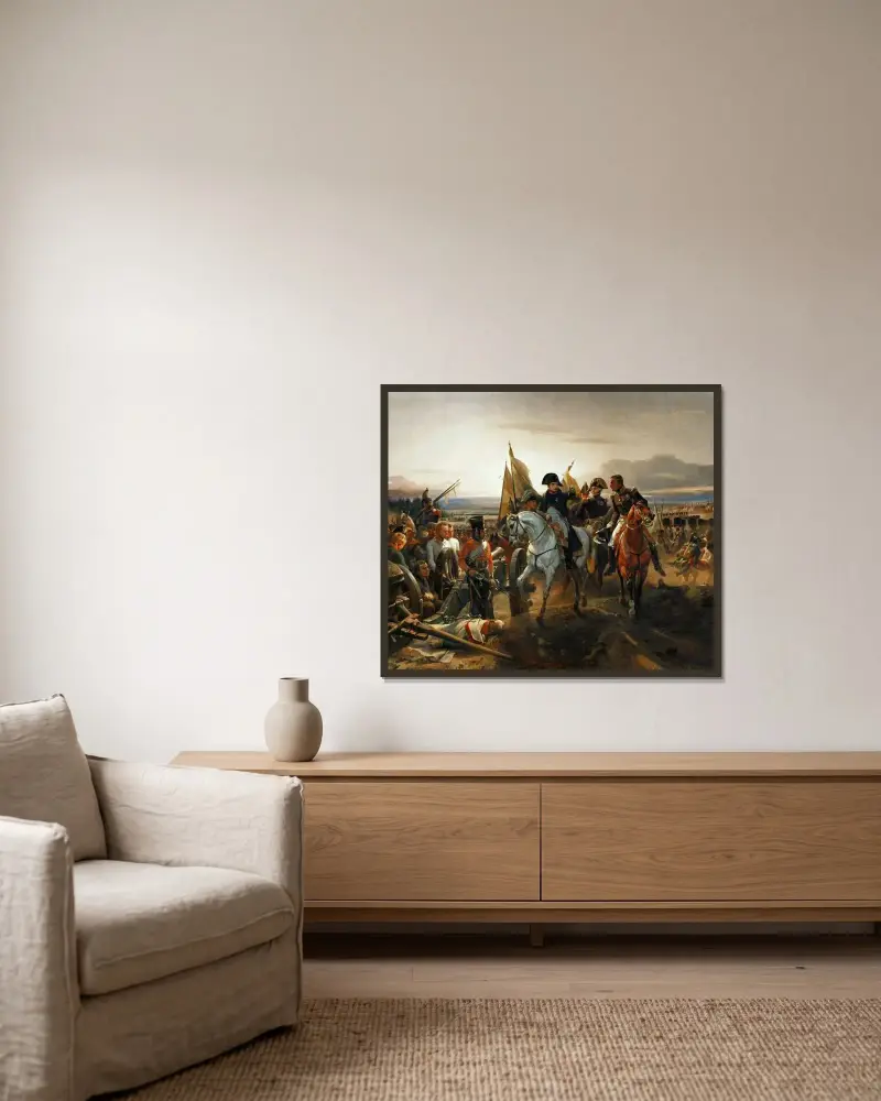 Slaget vid Friedland, 14 juni 1807 av Horace Vernet inramad på en vägg