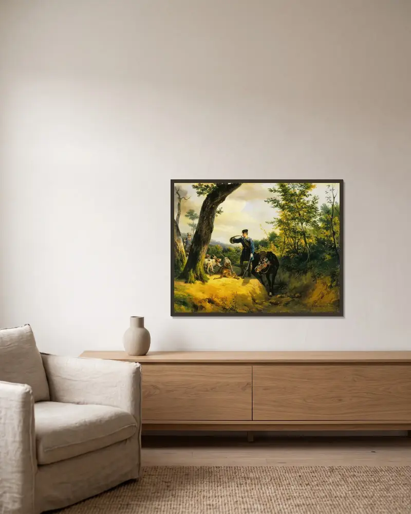 The Quarry av Horace Vernet inramad på en vägg