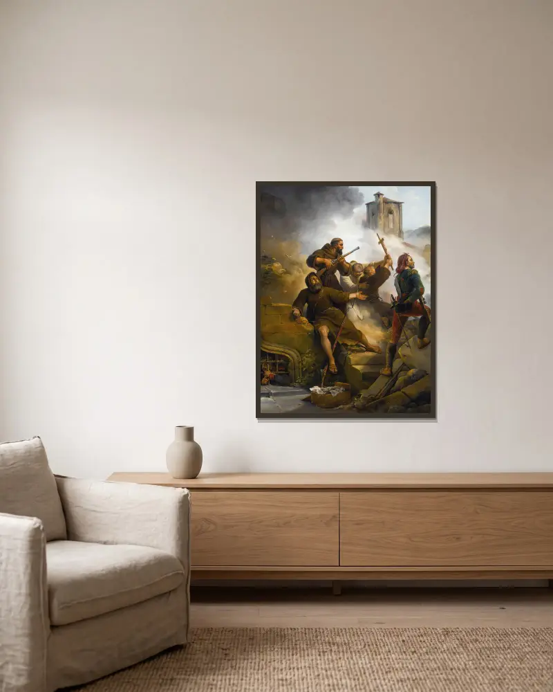 Die Belagerung von Saragossa von Horace Vernet gerahmt an einer Wand
