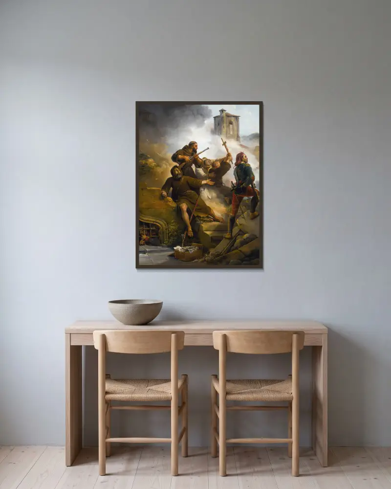 Die Belagerung von Saragossa von Horace Vernet gerahmt an einer Wand