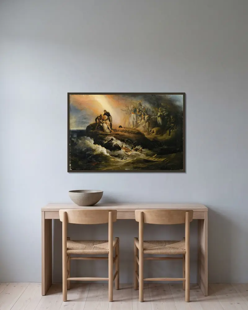 Grób Napoleona na Świętej Helenie, czyli apoteoza Napoleona, Horace Vernet w ramie na ścianie