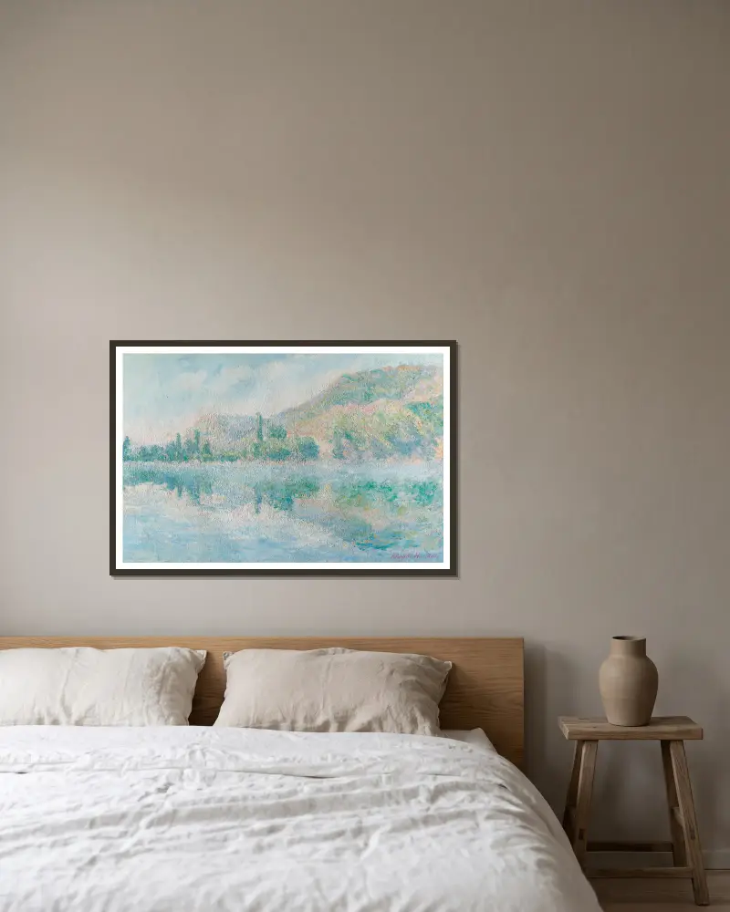 Ufer der Seine, 1900 von Blanche Hoschedé-Monet gerahmt an einer Wand