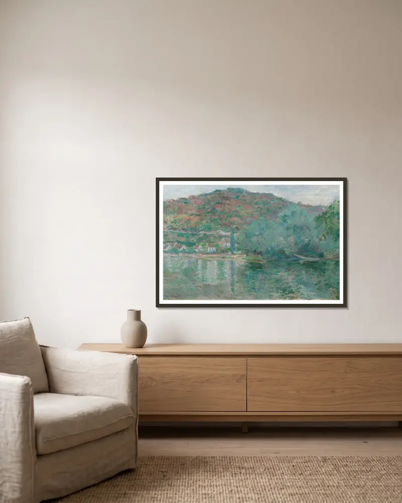 La Seine à Eauplet av Blanche Hoschedé-Monet inramad på en vägg