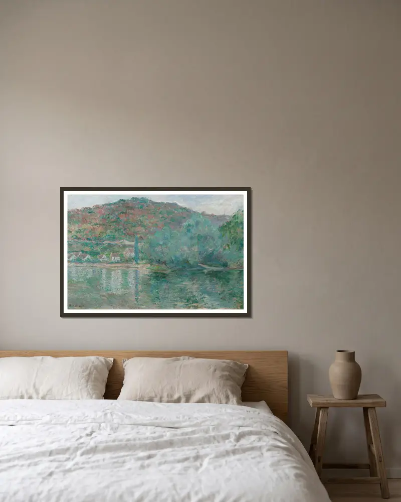 La Seine à Eauplet av Blanche Hoschedé-Monet inramad på en vägg