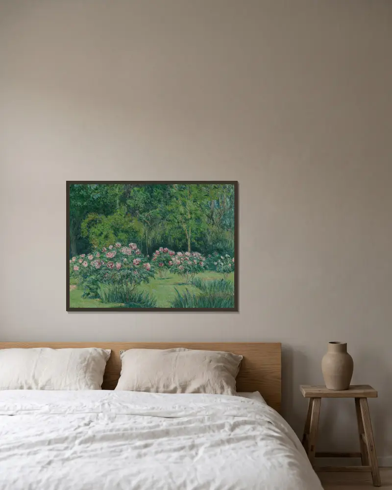 Le jardin à Giverny, 1927 – nr 2 av Blanche Hoschedé-Monet inramad på en vägg