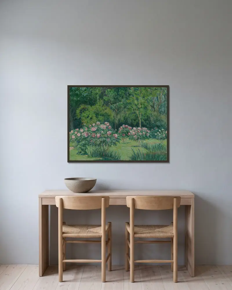 Le jardin à Giverny, 1927 – nr 2 av Blanche Hoschedé-Monet inramad på en vägg