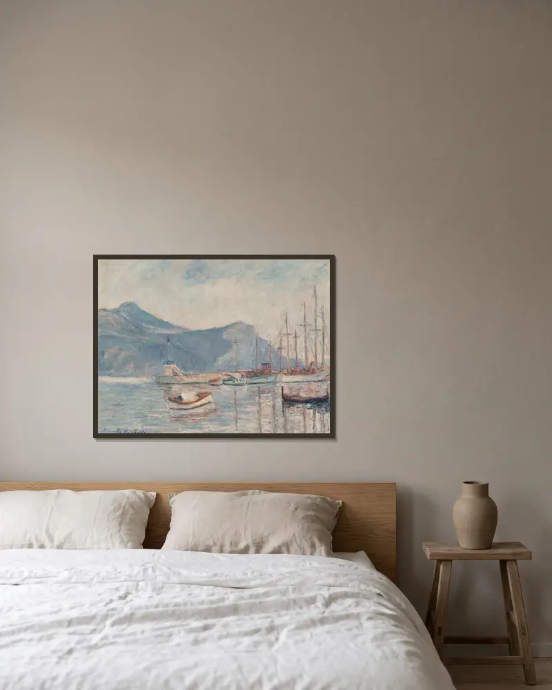 Boote im Hafen von Blanche Hoschedé-Monet gerahmt an einer Wand