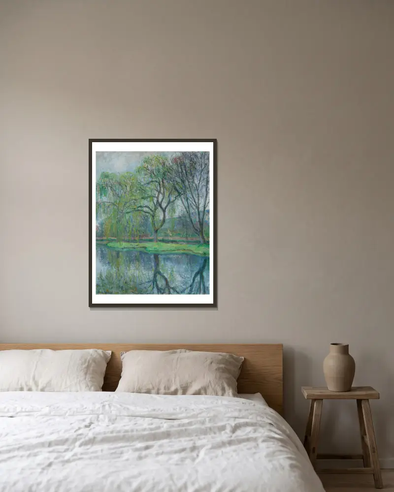 Les grands arbres au bassin (Giverny) av Blanche Hoschedé-Monet inramad på en vägg