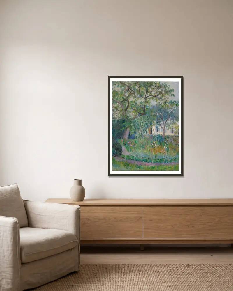 Un Coin de jardin av Blanche Hoschedé-Monet inramad på en vägg