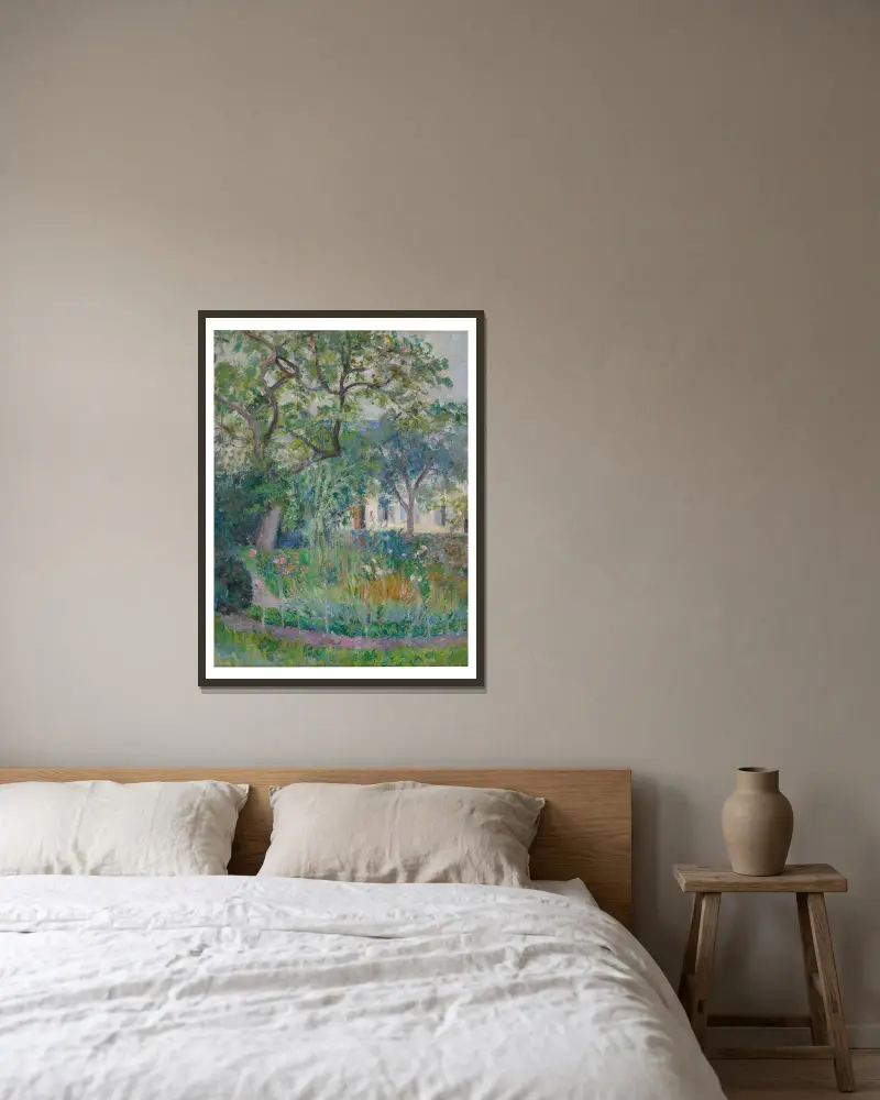 Un Coin de jardin av Blanche Hoschedé-Monet inramad på en vägg