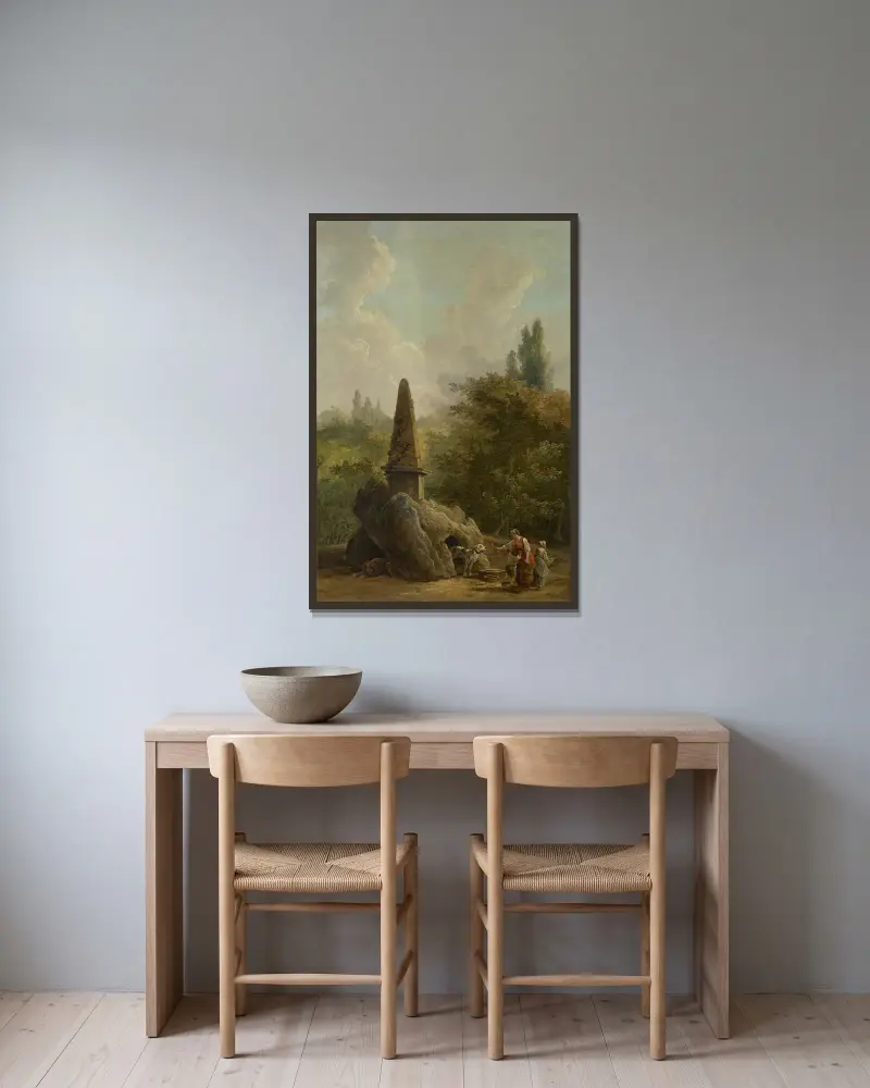 Zahradní monument, Hubert Robert v rámu na stěně