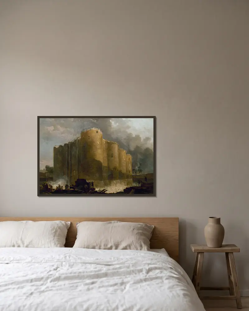 Bastiljen, under de första dagarna av dess rivning av Hubert Robert inramad på en vägg