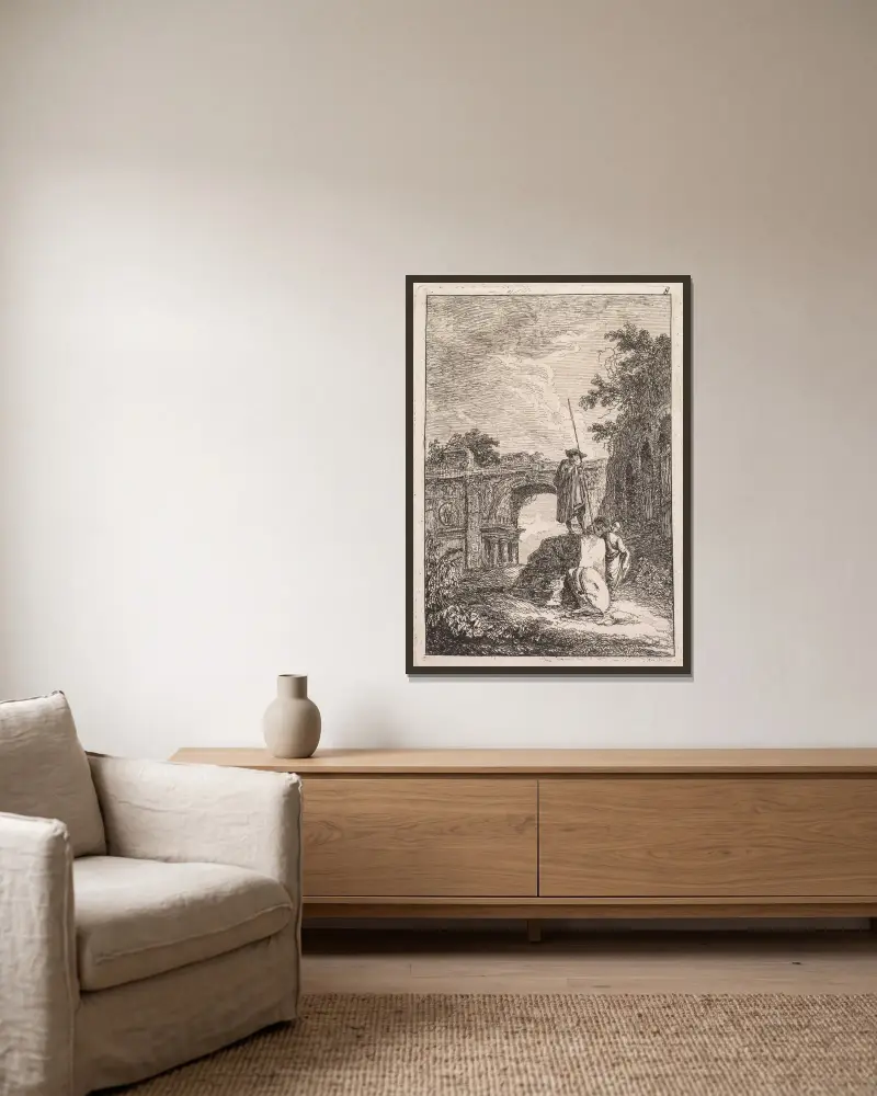 Triumfální oblouk, Hubert Robert v rámu na stěně