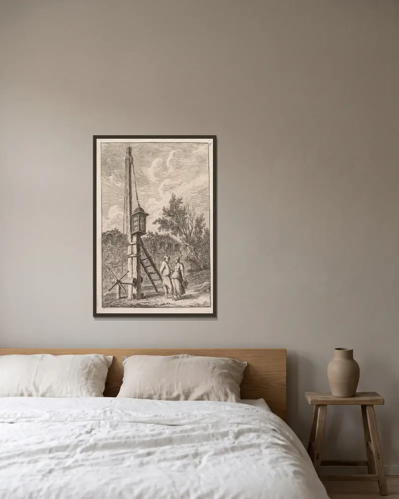 Der Pfahl von Hubert Robert gerahmt an einer Wand
