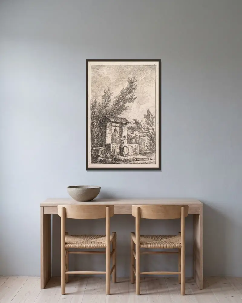Studna, Hubert Robert v rámu na stěně