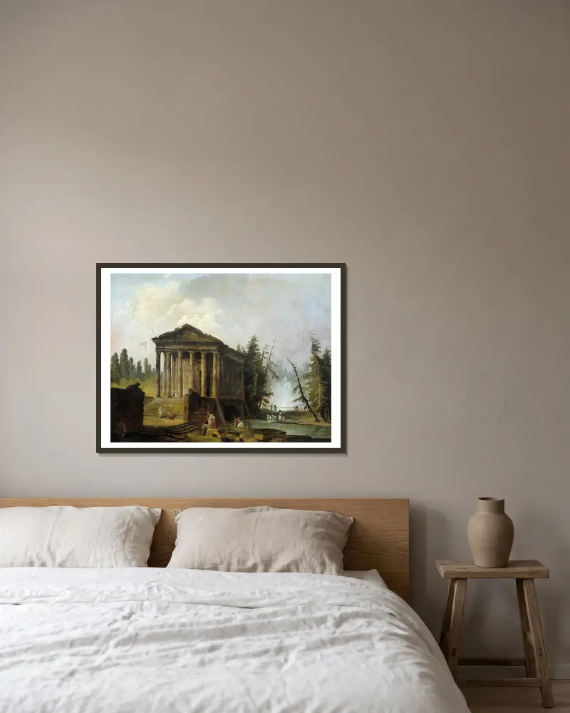 Der antike Tempel, 1780 von Hubert Robert gerahmt an einer Wand