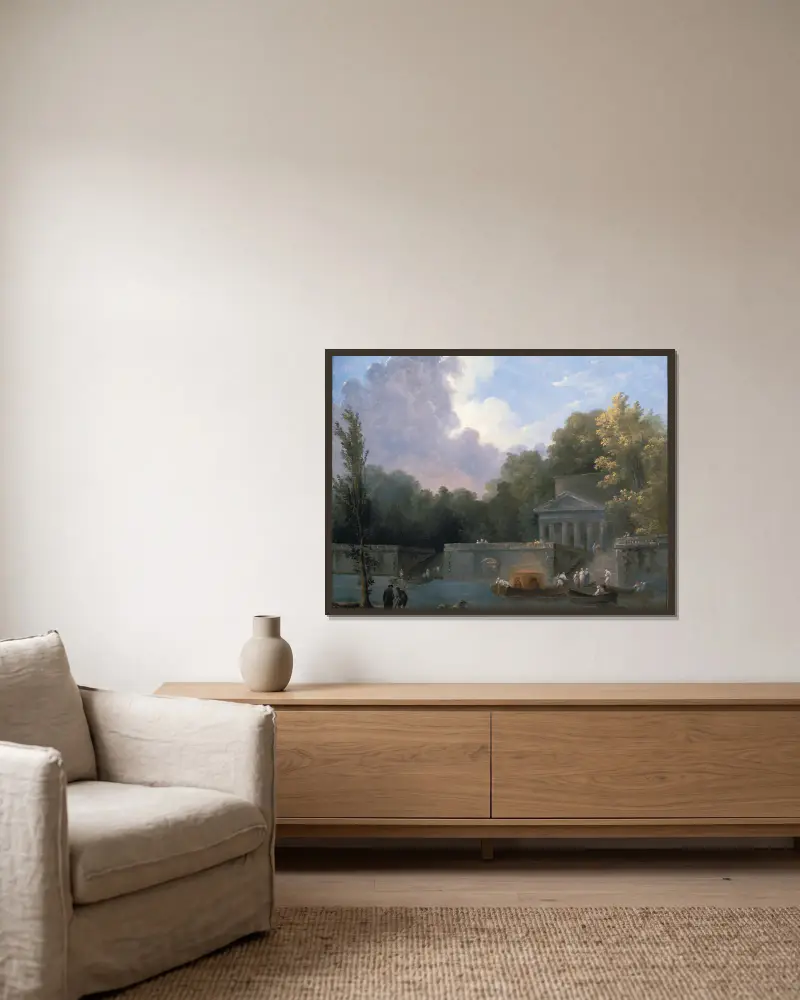 Parková scéna, Hubert Robert v rámu na stěně