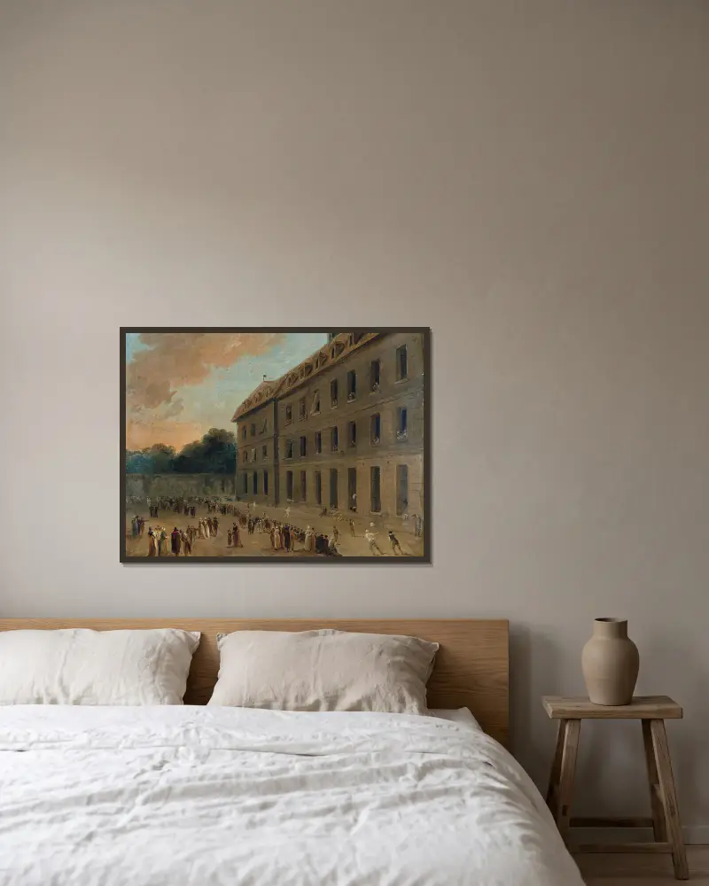 Erholung der Gefangenen in Saint-Lazare; Das Ballspiel von Hubert Robert gerahmt an einer Wand