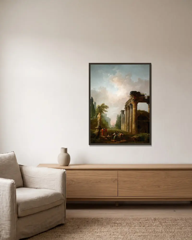 Die Ruine von Hubert Robert gerahmt an einer Wand