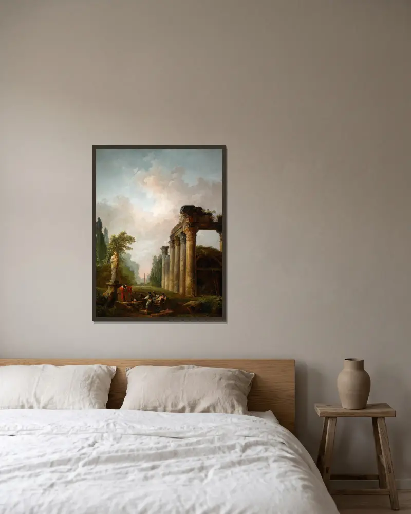 Die Ruine von Hubert Robert gerahmt an einer Wand