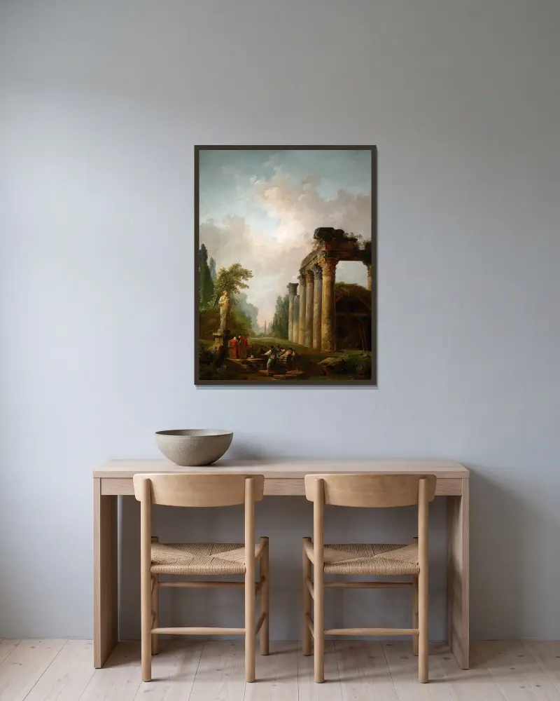 Die Ruine von Hubert Robert gerahmt an einer Wand