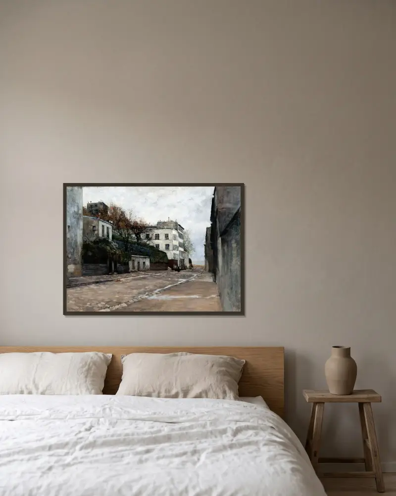 Rue Gabrielle, Paris av Hugo Birger inramad på en vägg