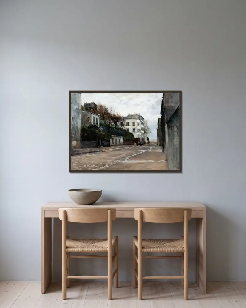 Rue Gabrielle, Paris av Hugo Birger inramad på en vägg